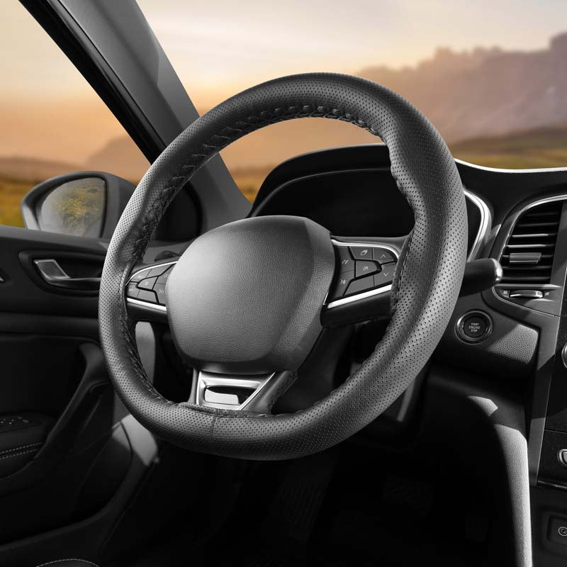 Stuurbekleding (doe-het-zelf) kunstleder geperforeerd - Zwart / zwart stiksel