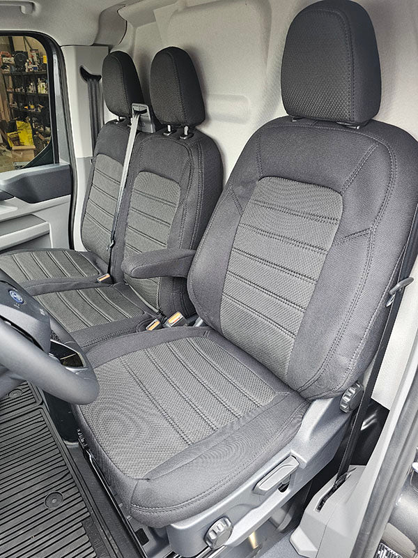 Pasvorm Stoelhoezen Ford Transit Custom (dubbel cabine) bestelwagen (2023-Heden) - Stof