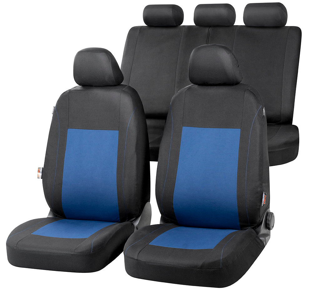 Stoelhoezenset Sandray - Stof Zwart/Blauw(complete set) - Zwart