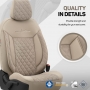 Luxe Autostoelhoezenset Comfort VIP - kunstleer met suede stof - kleur beige (complete set)