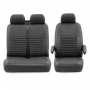 Pasvorm stoelhoezen set (stoel en duobank) Iveco Daily 2014-heden - Exclusive design - Combinatie van kunstleer en denimstof zwart