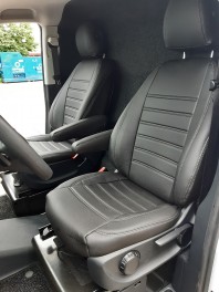 Pasvorm stoelhoezen set (stoel en stoel) Mercedes Vito (447) 2014 t/m heden (met standaard stoelen) - Kunstleer zwart