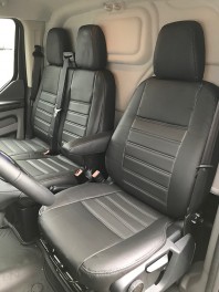 Pasvorm stoelhoezen set (stoel en duobank) Ford Transit Custom 2012-2023- Kunstleer zwart