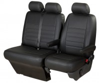 Pasvorm autostoelhoezenset (stoel en duobank) Mercedes Vito (447) 2014 t/m heden (met Comfort bestuurdersstoel) - Kunstleer zwart