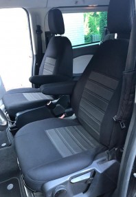 Pasvorm stoelhoezen set (stoel en stoel) Ford Transit Custom 2012-heden - Stof zwart