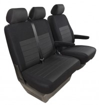 Pasvorm stoelhoezen set (stoel en duobank) Ford Transit 2014 t/m heden - Stof zwart