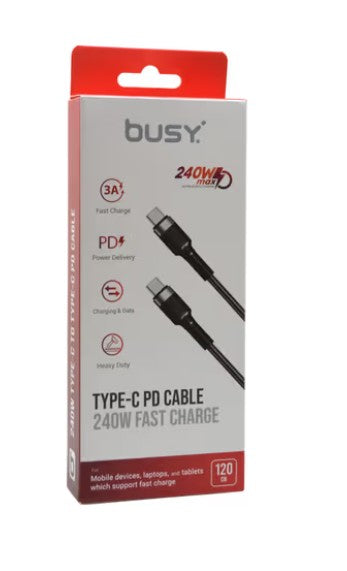 Fast USB-C naar USB-C kabel 1,2 meter lang - kabel voor data en snelladen op hoge snelheid!