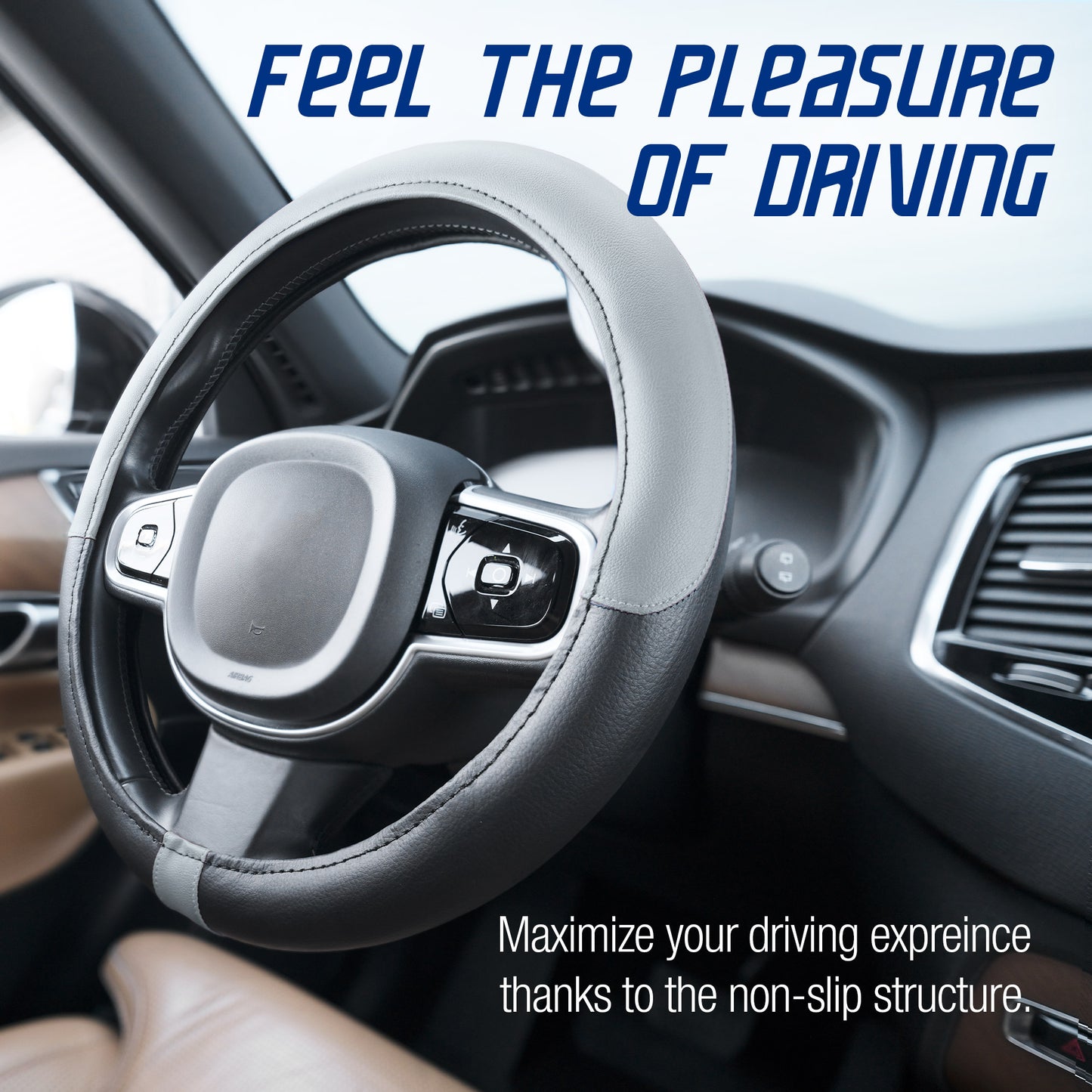 Stuurhoes sport in tweekleurig kunstleer zwart en grijs