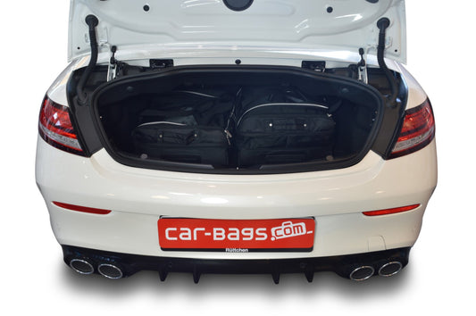 Reistassenset Mercedes C-Klasse Cabriolet (A205) 2016-2021 (2 trolleytassen met expansierits. Zowel met de cabriokap open als dicht passen alle tassen in de kofferruimte)