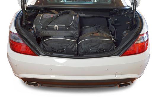 Reistassenset Mercedes SLK (R171) 2004-2010 (Met de cabriokap open passen er 2 trolleytassen en 1 reistas in de kofferruimte)