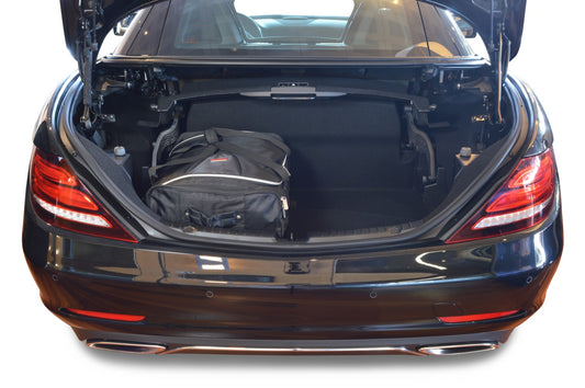 Reistassenset Mercedes SLK - SLC (R172) 2011-2020 (Met de cabriokap open passen er 2 trolleytassen en 1 reistas in de kofferruimte)