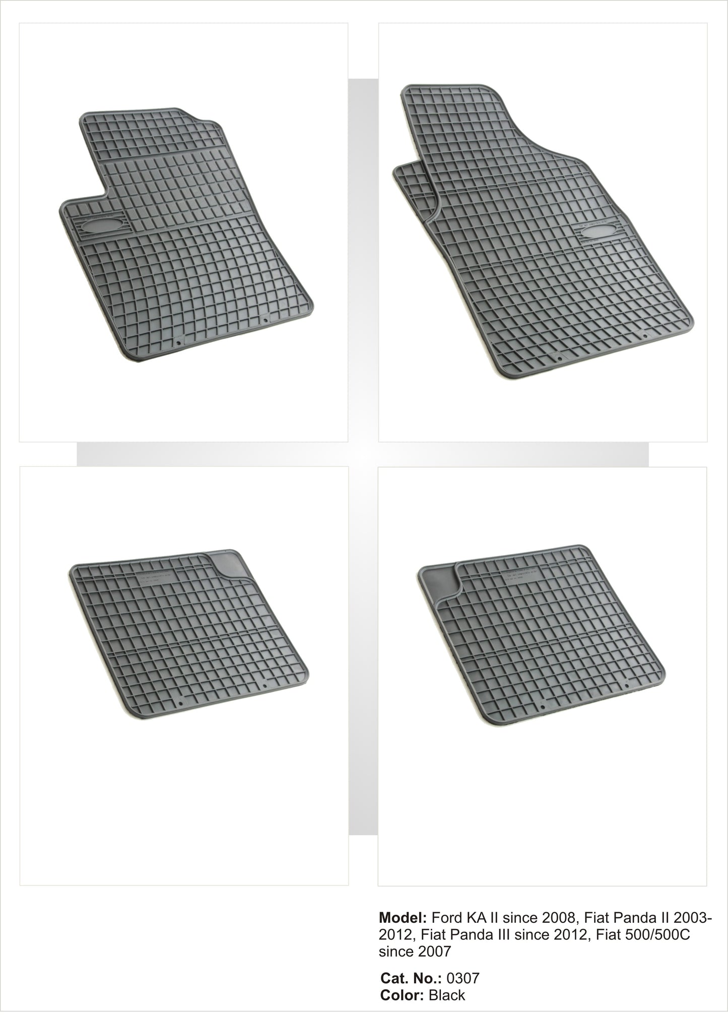 Rubbermatten Fiat 500 hatchback (2007-2013) - Frogum