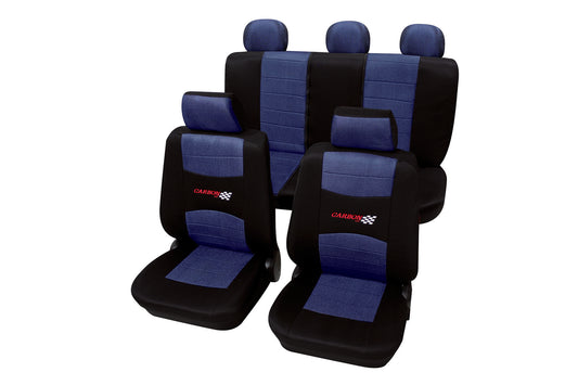 Autostoelhoezen - Carbon - Blauw
