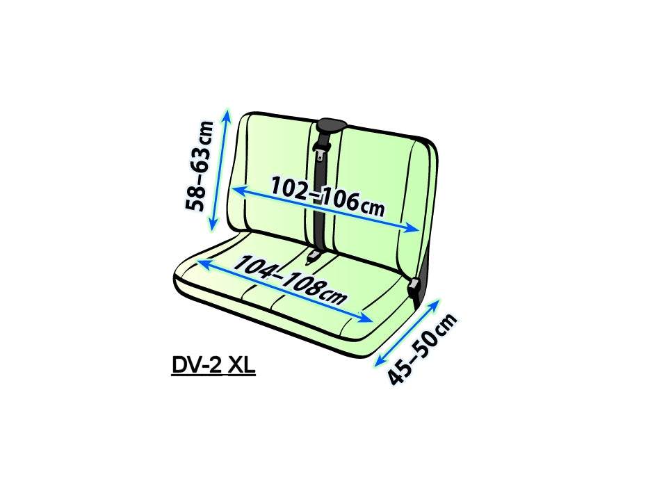 Autostoelhoes bedrijfswagens - Duobank 2-zits XL - Skai kunstleder - DV2-XL - Zwart