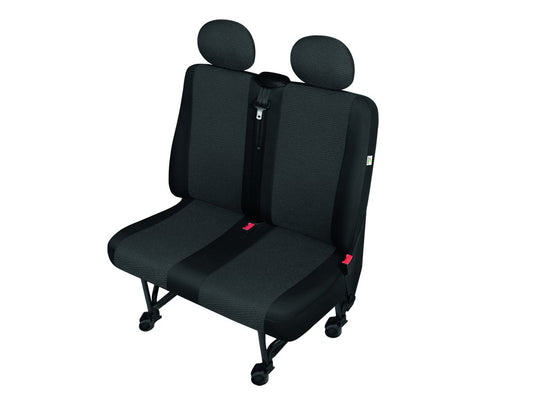 Pasvorm stoelhoes Renault Master / Opel Movano / Nissan NV400/Interstar -  ARES - DV2 - 2-zits duobank (met split in zitting en rugleuning) - Zwart