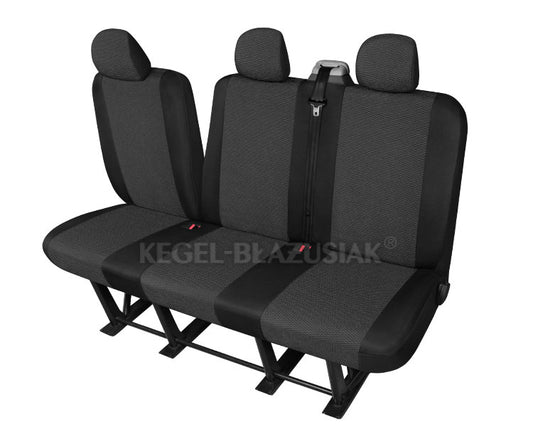 Pasvorm stoelhoes tbv. Trafic - Vivaro - Primastar -  ARES - DV3-split 3-zits - Zwart