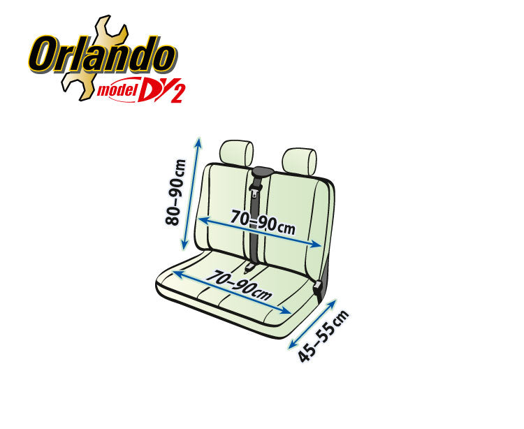 Zittingbeschermhoes ORLANDO van skai-leder voor een duobank - Zwart