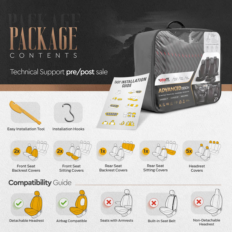 Autostoelhoezenset Advanced zwart-rood (complete set)