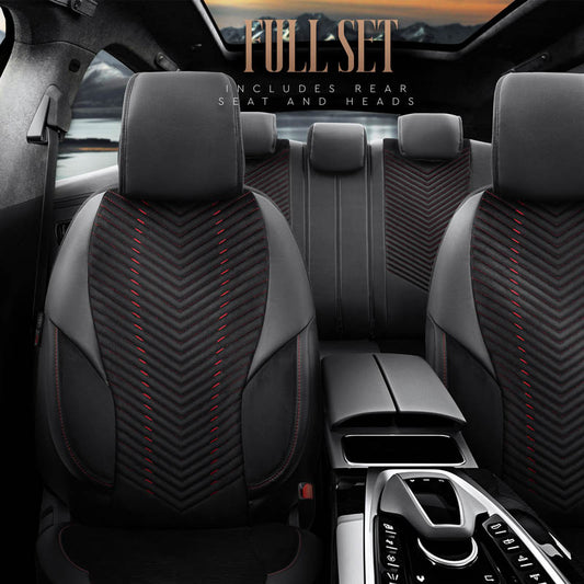 Autostoelhoezenset Advanced zwart-rood (complete set)