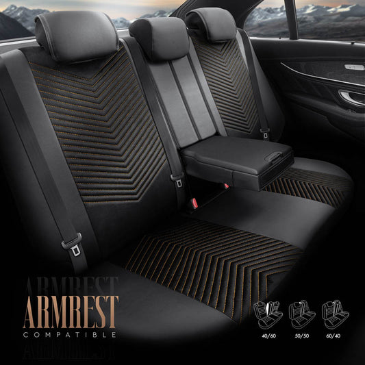 Autostoelhoezenset Advanced zwart-oker geel (complete set)