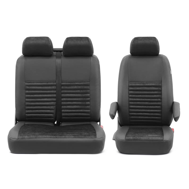 Pasvorm Stoelhoezen Ford Transit Custom (dubbel cabine) bestelwagen (2015-2023) - stof, kunstleer of stof / kunstleer