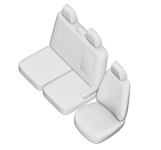 Pasvorm Stoelhoezen Ford Transit Custom (dubbel cabine) bestelwagen (2015-2023) - stof, kunstleer of stof / kunstleer