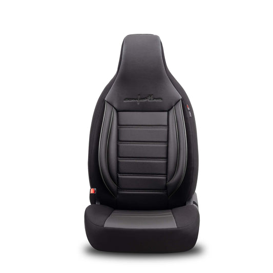 Stoelhoezen Comfortline City  - luxe kunstleer - kleur zwart (complete set, past in auto's met vaste of geintegreerde hoofdsteun)