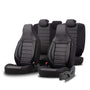 Stoelhoezen Comfortline City  - luxe kunstleer - kleur zwart (complete set, past in auto's met vaste of geintegreerde hoofdsteun)