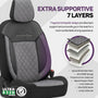 Luxe Autostoelhoezenset Comfort VIP - kunstleder met suede stof - kleur zwart-grijs (complete set)