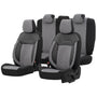 Luxe Autostoelhoezenset Comfort VIP - kunstleder met suede stof - kleur zwart-grijs (complete set)