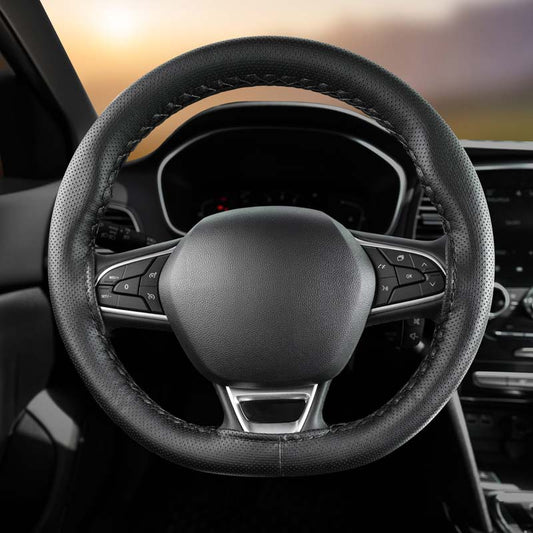 Stuurbekleding (doe-het-zelf) kunstleder geperforeerd - Zwart / zwart stiksel