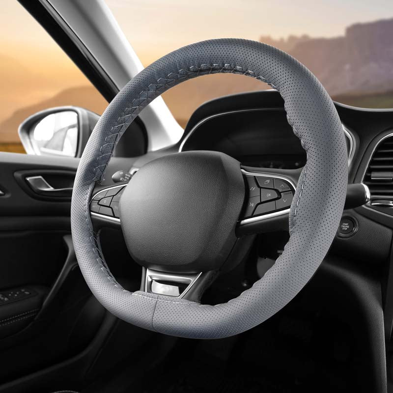 Stuurbekleding (doe-het-zelf) kunstleder geperforeerd - Grijs / grijs stiksel