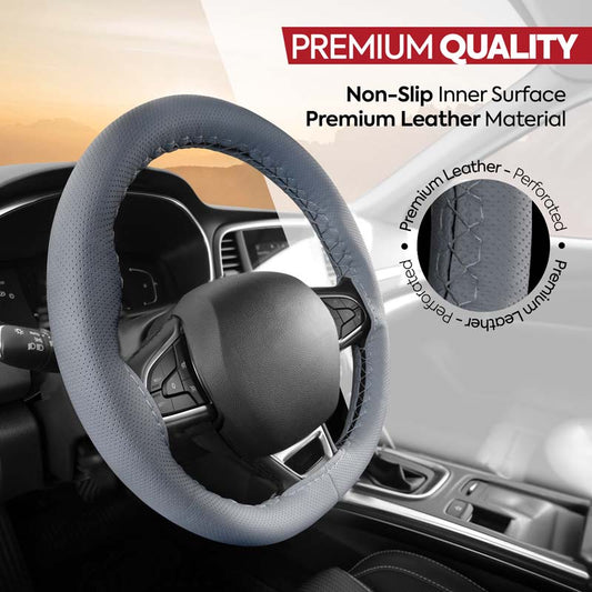 Stuurbekleding (doe-het-zelf) kunstleder geperforeerd - Grijs / grijs stiksel