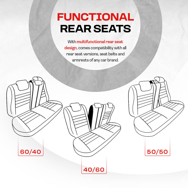 Autostoelhoezenset GTI Sports zwart-rood (complete set)