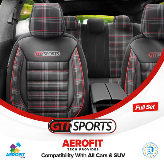 Autostoelhoezenset GTI Sports zwart-rood (complete set)