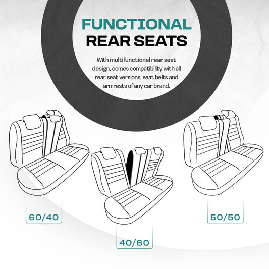 Autostoelhoezenset GTI Sports zwart-wit (complete set)