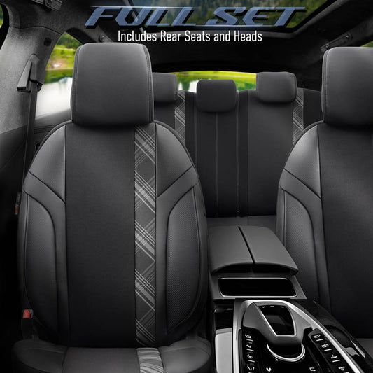 Autostoelhoezenset Horizon zwart-grijs (complete set)