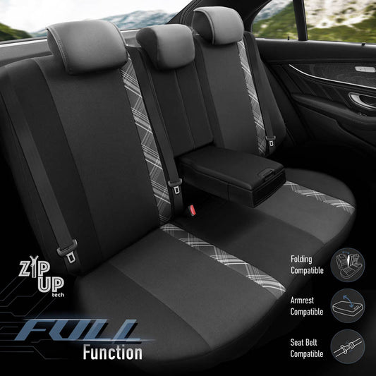 Autostoelhoezenset Horizon zwart-grijs (complete set)