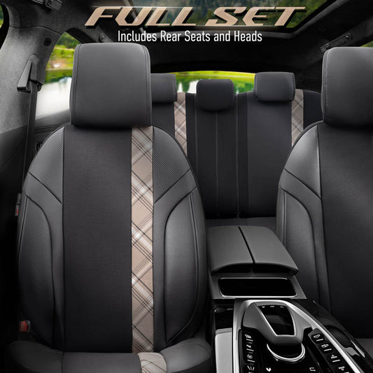 Autostoelhoezenset Horizon zwart-beige (complete set)