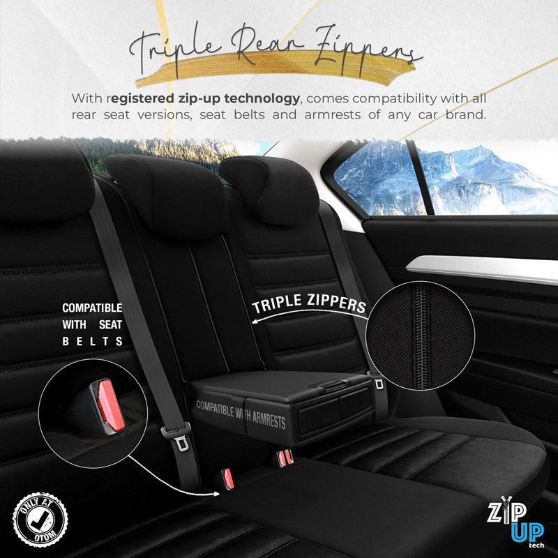 Stoelhoezenset Iconic zwart-grijs (complete set)