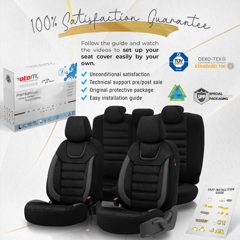 Stoelhoezenset Iconic zwart-grijs (complete set)