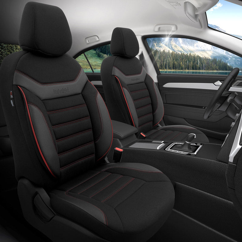 Stoelhoezenset Individual zwart-rood (complete set)