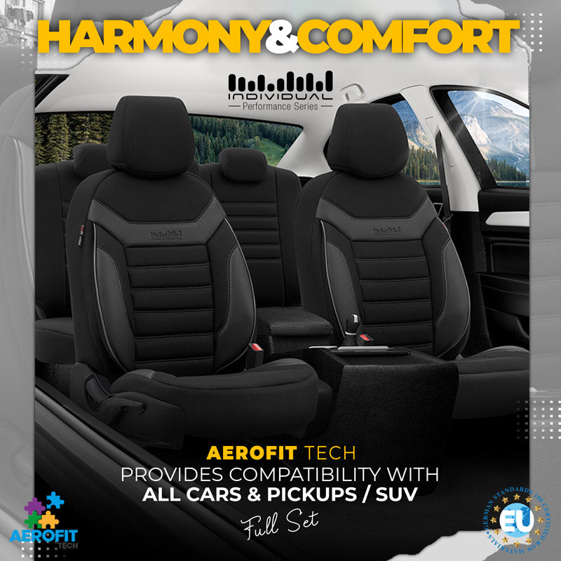 Stoelhoezenset Individual zwart-grijs (complete set)