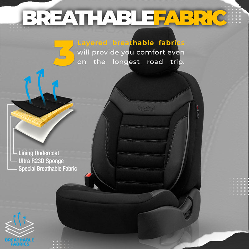 Stoelhoezenset Individual zwart-grijs (complete set)