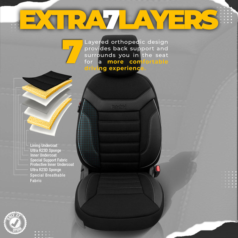 Stoelhoezenset Individual zwart-grijs (complete set)