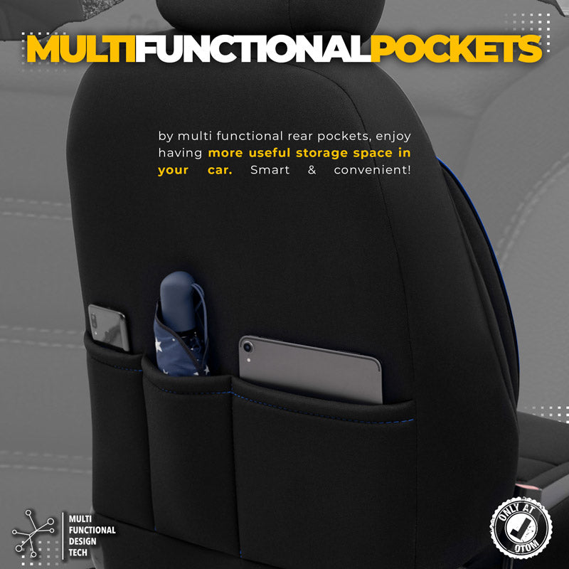 Stoelhoezenset Individual zwart-blauw (complete set)