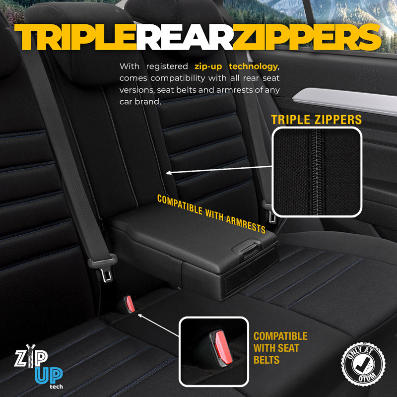 Stoelhoezenset Individual zwart-blauw (complete set)