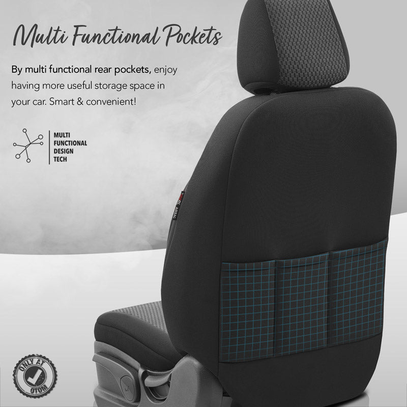 Stoelhoezenset Line zwart-grijs (complete set)