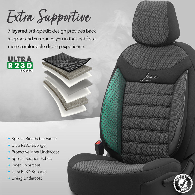 Stoelhoezenset Line zwart-grijs (complete set)