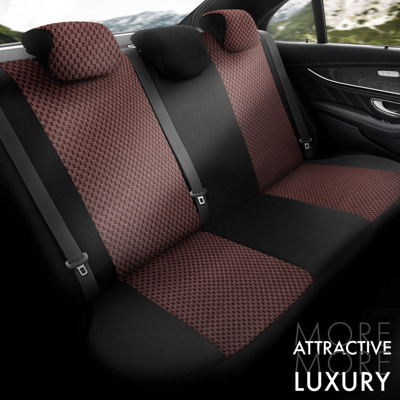 Stoelhoezenset Line zwart-rood (complete set)